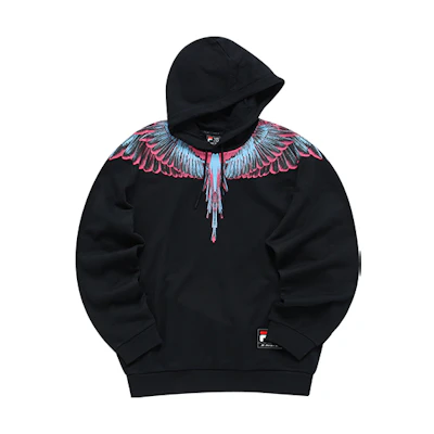 FILA Marcelo Burlon Logo Print Retro Colorblock Hoodie Black Unisex T11U148208F-BK