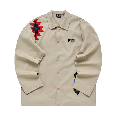 FILA Marcelo Burlon Suede Colorblock Print Collared Jacket T11M229701F-BG