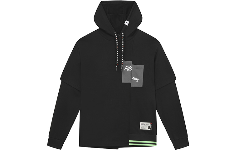 FILA MIHARA Unisex Asymmetric Loose-Fit Hoodie in Deep Black F11M333202F-BK