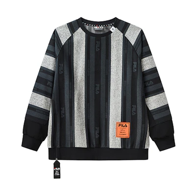 FILA MIHARA Unisex Black White Colorblock Pullover Sweatshirt F71M118204F-IV