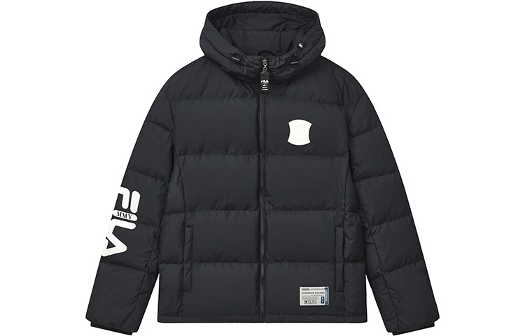 FILA Mihara Yasuhiro  Black Letter Loose-Fit Hooded Down Jacket. F11M243904F-BK