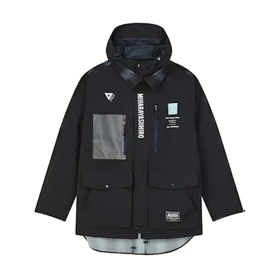 FILA Mihara Yasuhiro Black/Grey Outdoor Logo Print Hooded Utility Jacket F11M133701F-BK