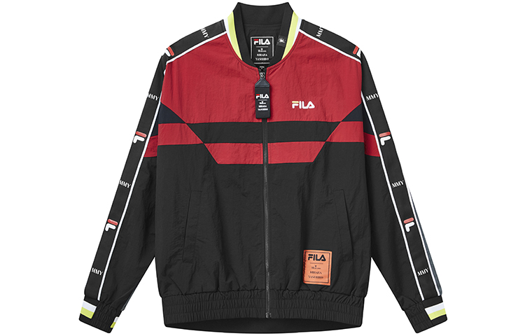 FILA Mihara Yasuhiro Black Red Colorblock Logo Print Track Jacket F71M118704F-BK
