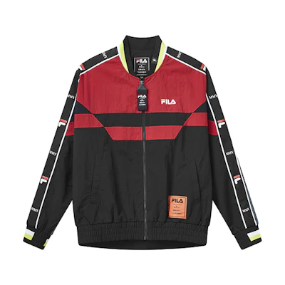 FILA Mihara Yasuhiro Black Red Colorblock Logo Print Track Jacket F71M118704F-BK