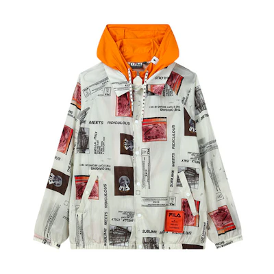 FILA Mihara Yasuhiro Collab All-Over Print Hooded Jacket Gray. F11M123702F-GY