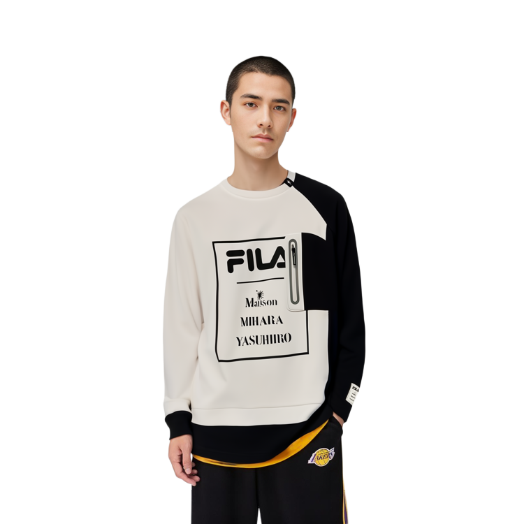 Purchase FILA x Mihara Yasuhiro聯名寬鬆Logo圓領長袖上衣 男款 羚羊白 F11M143204F-IV