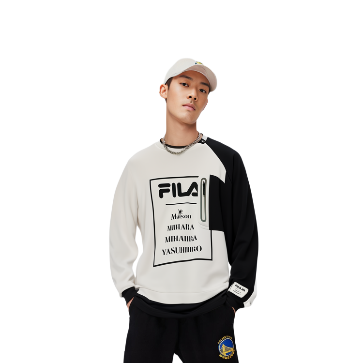 Details for FILA x Mihara Yasuhiro聯名寬鬆Logo圓領長袖上衣 男款 羚羊白 F11M143204F-IV