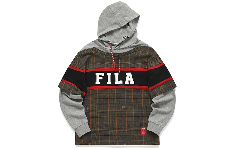 FILA Mihara Yasuhiro Collab Retro Two-Tone Hoodie for Men in Algae Brown F11M213201F-LK