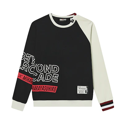 FILA Mihara Yasuhiro Color-Block Letter Print Pullover Sweatshirt Black F11M233203F-BK