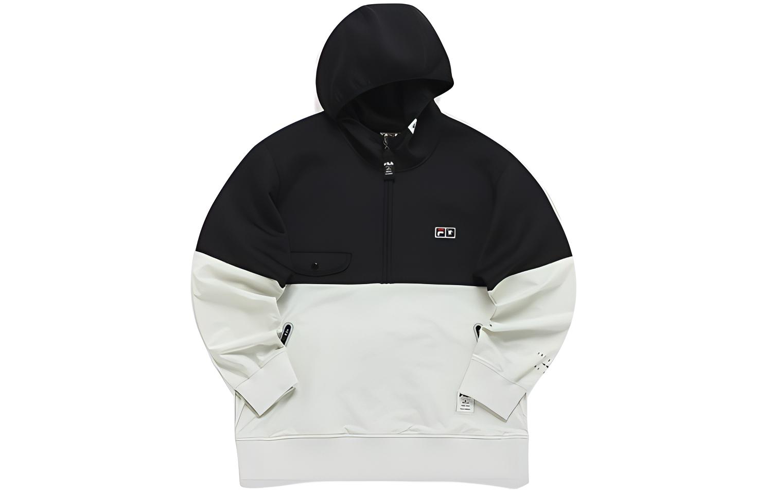 FILA MIHARA YASUHIRO Embroidered Logo Colorblock Half-Zip Hoodie Jacket - Black F11M143201F-BK
