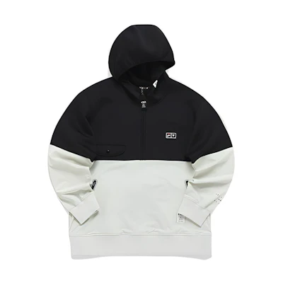 FILA MIHARA YASUHIRO Embroidered Logo Colorblock Half-Zip Hoodie Jacket - Black F11M143201F-BK