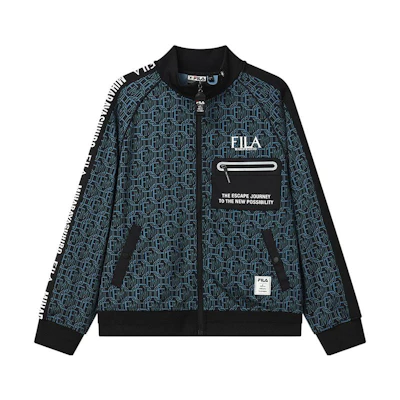 FILA MIHARA YASUHIRO Geometric Logo Print Loose Black Jacket F11M223501F-BK