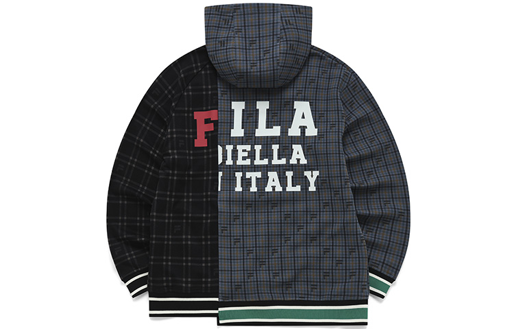 FILA Mihara Yasuhiro Hoodie Men’s Asymmetrical Plaid Print - Dark Gray F11M213209F-GY