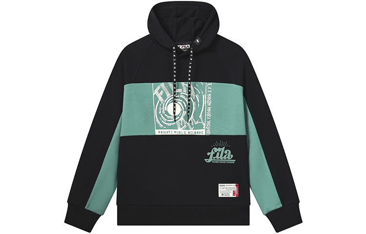 FILA MIHARA YASUHIRO Hoodie Men’s Black - Printed Pullover Long Sleeve F11M313202F-BK