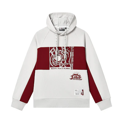 FILA MIHARA YASUHIRO Hoodie Pearl Cloud Gray Graphic Pullover Sweater F11M313202F-GY