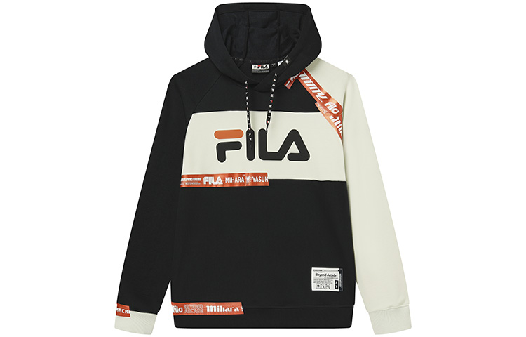 FILA MIHARA YASUHIRO Letter Print Colorblock Hoodie Black F11M233201F-BK