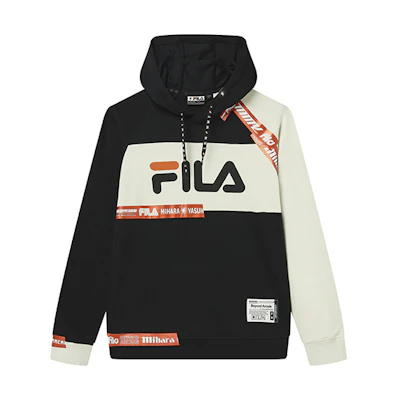 FILA MIHARA YASUHIRO Letter Print Colorblock Hoodie Black F11M233201F-BK