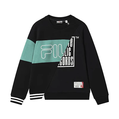 FILA MIHARA YASUHIRO Logo Print Black Oversized Casual Sweatshirt F11M313203F-BK