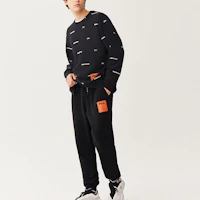 Shop FILA x Mihara Yasuhiro Logo Print Oversized Pullover Sweatshirt Black F71M118205F-BK