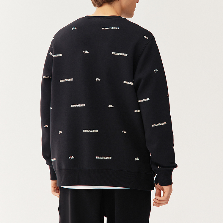 Details for FILA x Mihara Yasuhiro Logo印花寬鬆款黑色套頭衛衣 F71M118205F-BK