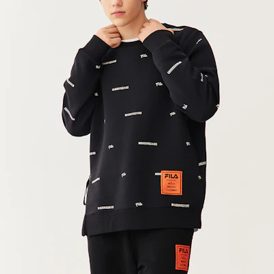 FILA x Mihara Yasuhiro Logo印花寬鬆款黑色套頭衛衣 F71M118205F-BK Sizing FILA x Mihara Yasuhiro Logo印花寬鬆款黑色套頭衛衣 F71M118205F-BK