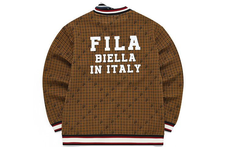 FILA Mihara Yasuhiro Logo Print Plaid Casual Sweatshirt Men’s Walnut Brown F11M213204F-BN