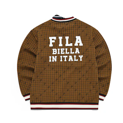 FILA Mihara Yasuhiro Logo Print Plaid Casual Sweatshirt Men’s Walnut Brown F11M213204F-BN