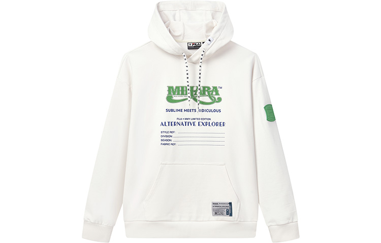 FILA Mihara Yasuhiro Loose Hoodie Cream White Letter Logo Collaboration F11M243207F-IV