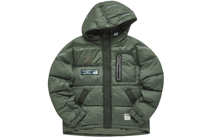 FILA x MIHARA YASUHIRO Olive Green Waterproof Insulated Puffer Jacket Men. F11M143903F-KK