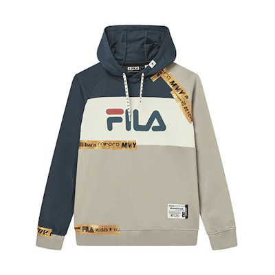 FILA MIHARA YASUHIRO Patchwork Colorblock Gray Hoodie F11M233201F-GY