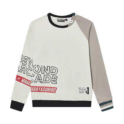 FILA Mihara Yasuhiro Retro Colorblock Letter Print Pullover Sweatshirt Grey F11M233203F-GY