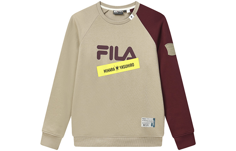FILA MIHARA YASUHIRO Retro Colorblock Logo Pullover Sweatshirt in Clay Gray F11M243205F-GY