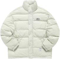 FILA x Mihara Yasuhiro Unisex Logo Embroidered Puffer Jacket - Antelope White. F11U143902F-IV FILA x Mihara Yasuhiro Unisex Logo Embroidered Puffer Jacket - Antelope White. F11U143902F-IV