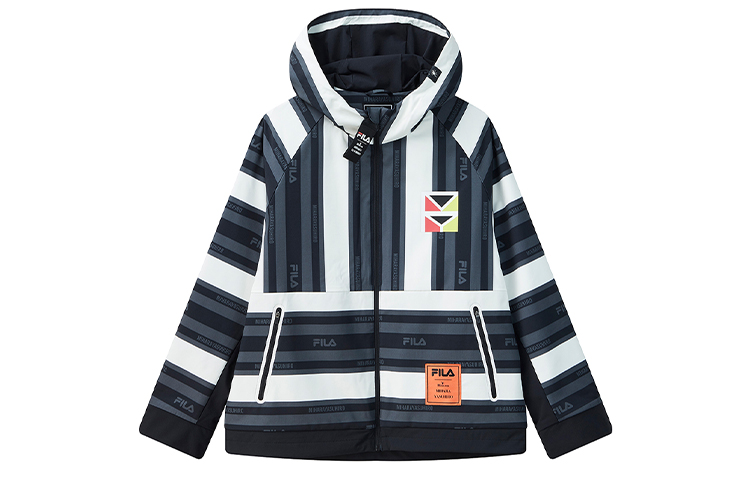 FILA Mihara Yasuhiro Windbreaker Jacket Black White Striped Print F71M118702F-IV