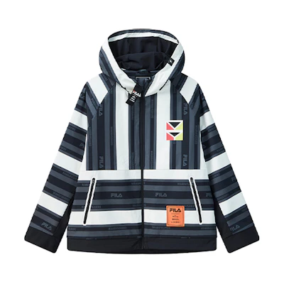 FILA Mihara Yasuhiro Windbreaker Jacket Black White Striped Print F71M118702F-IV