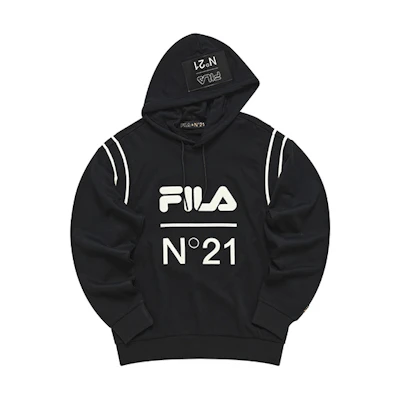 FILA N°21 Logo Hoodie Unisex Oversized Knit Black T11U249204F-BK