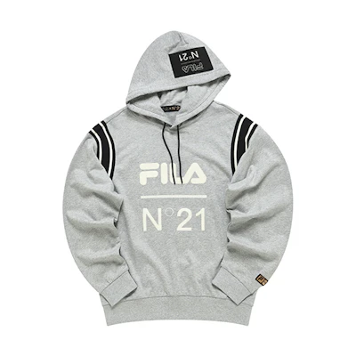 FILA N°21 Unisex Knit Hoodie Misty Gray with Logo Design T11U249204F-MG