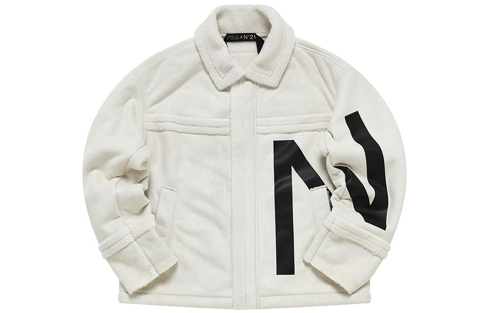 FILA No21 Collaboration Beige Logo Print Long-Sleeve Jacket for Men T11M249903F-BG