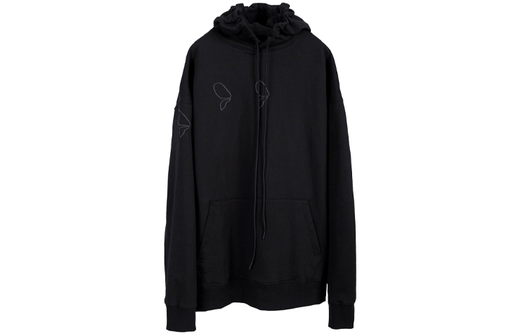 FILA PAF Collab Solid Color Hoodie Pullover Long Sleeve Black ( Korean Style) FS2POD4P11X-BLK
