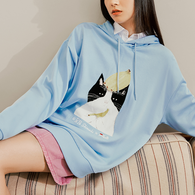 FILA Pepe Shimada Cartoon Panda Print Sweatshirt Unisex Couple Style Sky Blue F11U133295F-LB 圖 5