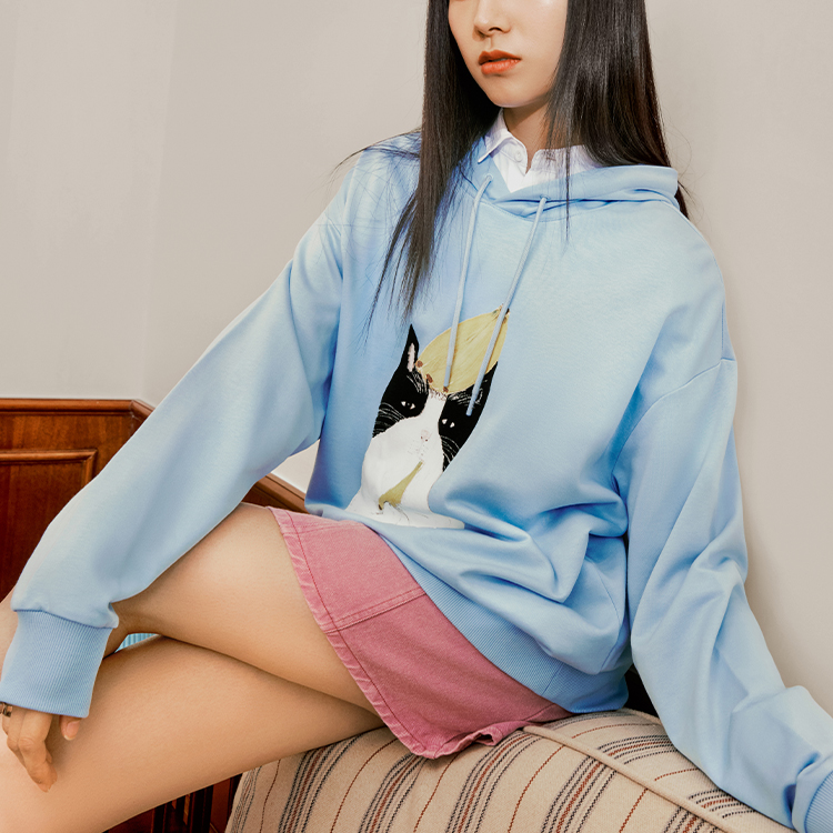 FILA Pepe Shimada Cartoon Panda Print Sweatshirt Unisex Couple Style Sky Blue F11U133295F-LB 圖 6