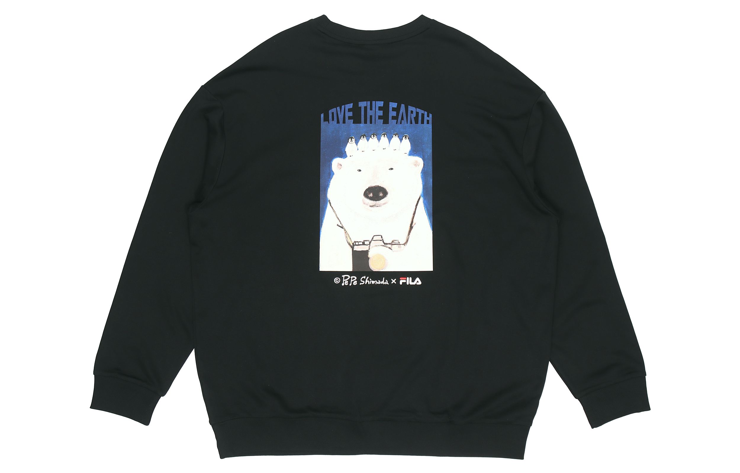 FILA Pepe Shimada Cartoon Print Crewneck Sweatshirt Black () F11M133297F-BK