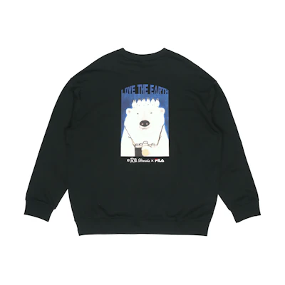 FILA Pepe Shimada Cartoon Print Crewneck Sweatshirt Black () F11M133297F-BK