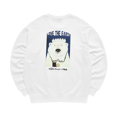 FILA Pepe Shimada Cartoon Print Crewneck Sweatshirt - Standard White F11M133297F-WT