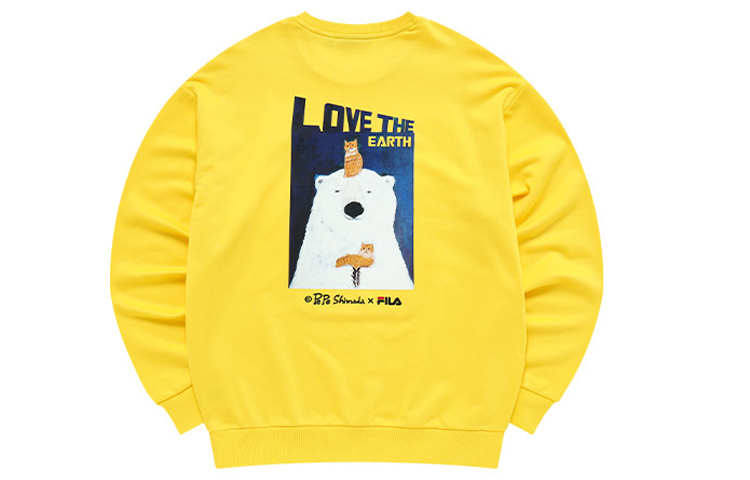 FILA Pepe Shimada Cartoon Print Crewneck Sweatshirt Sunshine Yellow () F11M133297F-YE