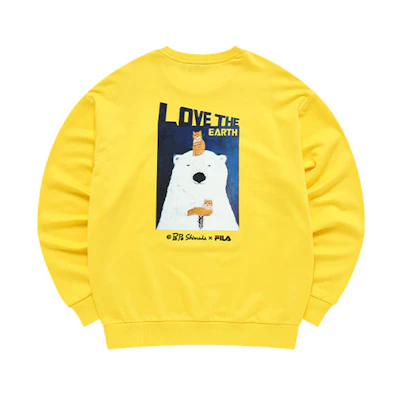 FILA Pepe Shimada Cartoon Print Crewneck Sweatshirt Sunshine Yellow () F11M133297F-YE