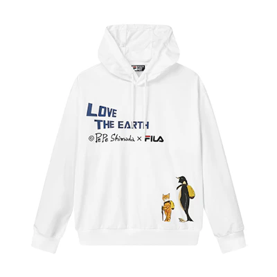 FILA Pepe Shimada Cartoon Print Embroidered Logo White Sweatshirt F11M133293F-WT