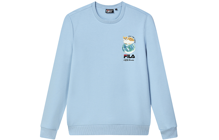 FILA Pepe Shimada Denim Blue Logo Print Pullover Sweatshirt F11M133298F-LB