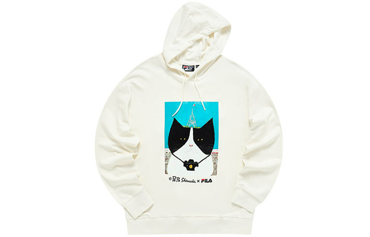 FILA Pepe Shimada Panda Print Hoodie Cream White Unisex Casual Fit F11U133295F-IV