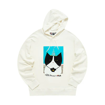 FILA Pepe Shimada Panda Print Hoodie Cream White Unisex Casual Fit F11U133295F-IV